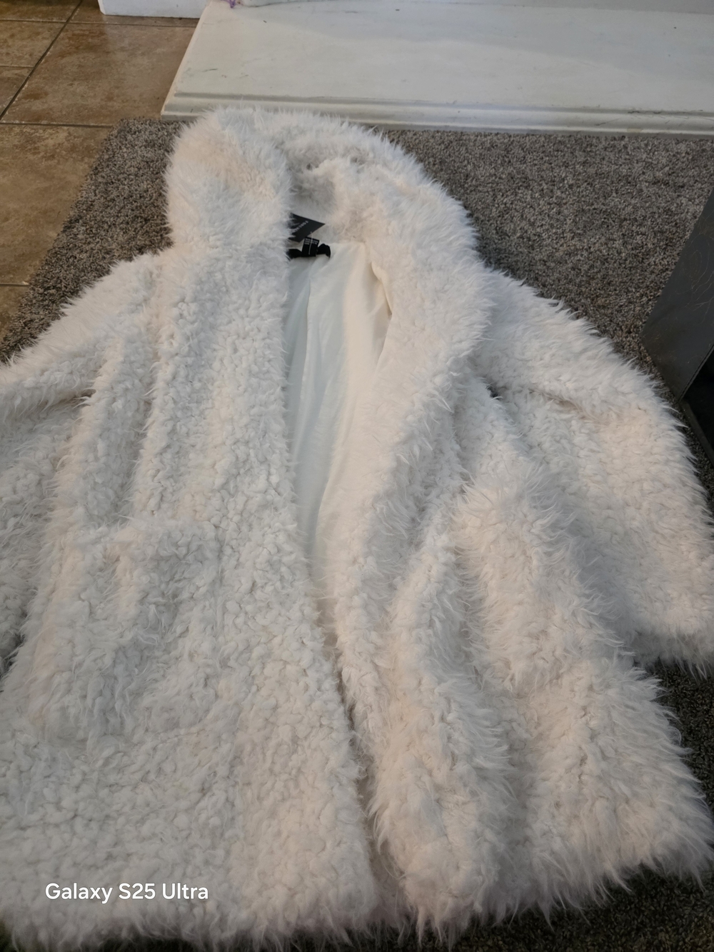 Forever 21 Cream Faux-Shearling Hooded Teddy Coat